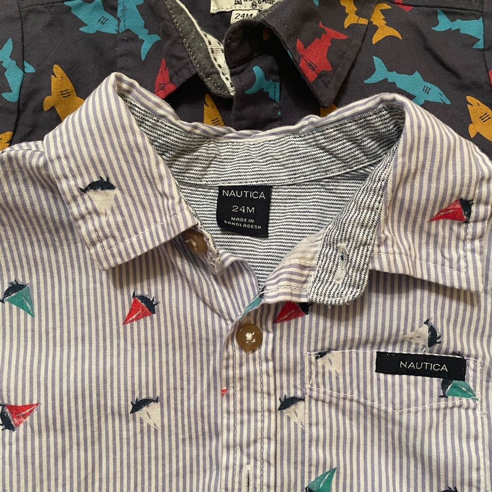 Bundle of two Boys 24 month cotton short sleeve dress shirts
